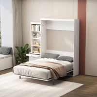 Murphy Bed,Full Size Vertical Murphy Bed with Shelf&amp;Drawers,Wall Bed,Space Saving Hidden Bed,Murphy Bed For Bedroom or Guestroom