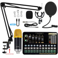 Professional Condenser Microphone BM 800 Wired Bluetooth V10 PRO Sound Card PC Computer Phone Karaoke Live Game Mic New Audio