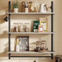 Bestier Industrial Pipe Shelving, Floating Book Shelves, Storage Hanging Shelves for Bathroom Organizer Bedroom Kitchen Office