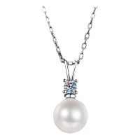 Kalung Mutiara dan Mutiara Cangkang, XL64, Kalung Perak Tulen Moissanite, Untuk Wanita, Loket Rantai