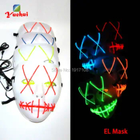 EL wire Halloween Mask LED Movie Cartoon Mask Flashing Festival Neon Glowing dance Carnival Party Mask Supplies