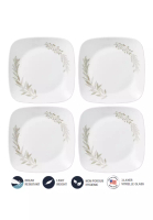 Corelle Corelle 4 Pcs Vitrelle Tempered Glass Square Round Luncheon Plate - Silver Crown
