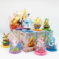 8 gaya Action Doll Pikachu Adventure Eevee Blind Box Model Anime Hiasan Meja Pok é mon Mainan Hadiah
