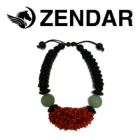 【ZENDAR】頂級天然紅珊瑚直側球黑瑪瑙東菱玉球手鍊(122716)