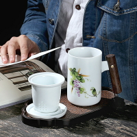 陶瓷辦公個人杯茶水分離泡茶杯茶葉罐套裝茶杯禮品泡茶過濾