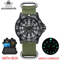 ADDIES Top Brand Men's Sports Watch Military Luxury Rotating Bezel Luminous Watch Nylon Strap 50m Waterproof Quartz Dive Watch