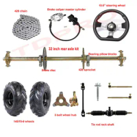 TDPRO 32" Rear Axle Kit + Front Steering Assembly+ 6" Wheels for Go Kart Golf Cart ATV atv accessories