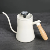 Stainless Steel Fine Mouth Hand Brewed Coffee Pot 550ml Inner Scale With Filter Ear Coffee Appliance Portable Home Thermometer