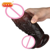 SXXY Thick Black Realistic Silicone Dildo With Suction Cup Big Glans Cock Penis For Women Men Masturbation Adult 18+ Dick