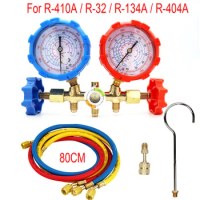 R410a 3 Way AC Diagnostic Manifold Gauge Set for Freon Charging Fits R32 R410a R-404A R-134a Refrigeration Manifold Gauge Air