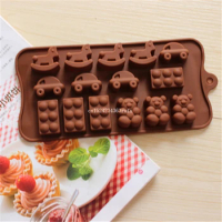 60pcs Cake chocolate Mold horse car bear shoes shape Muffin Sweet Candy Jelly fondant Molds Silicone tool Ice mould Baking