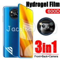 Hydrogel Film For Xiaomi Poco X3 Pro/X3 NFC Front Screen+Back Cover+Camera Safety Film 3in1 For Xiomi Poco X3Pro X3NFC Not Glass