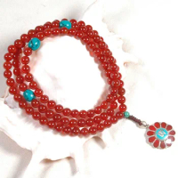 Blessed Tibetan Carnelian Mala Buddhist 108 Beads Beads