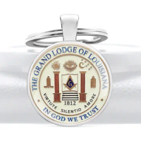 Classic Free and Accepted Masons The Grand Lodge Of Louisiana In God We Trust Glass Cabochon Key Chain