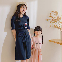 OB嚴選-KITTY復古台灣親子款．涼感印花造型扭結綁帶洋裝