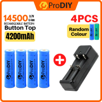 3.7v 4Pc Rechargeable Li-ion Battery 14500 Lithium 4200mAh + 2 Slot Charger