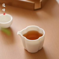 逸峰白瓷公道杯陶瓷分茶器加厚耐熱單個側把公杯玉瓷茶海茶具配件