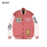 Jaket Varsity Baseball Wanita/Jaket Baseball  Kombinasi Semi Kulit Musim dingin