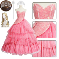 Wicked Glinda The Good Witch Adult Cosplay Costume Women Fantasy Pink Dress for Christmas Halloween 