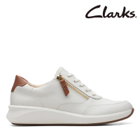 Clarks 女鞋Un Rio Zip 微尖頭金屬側拉鏈休閒鞋 小白鞋(CLF67372C)