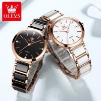 OLEVS Ceramics Watch Quartz Women Watch Waterproof Luxury nd Watch For Women Fashion Elegant Ladies celet Watch 5877