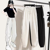 Quần jogger nữ-Quần bo gấu ống rộng lưng cao dệt logo gấu chất liệu dày dặn MS03