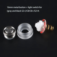 16mm Metal button + light switch kit for suitable for Convoy (gray and black S2+) / C8 /C8+/S21A