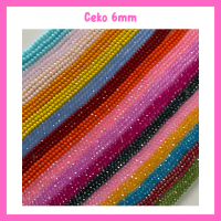 6mm - Manik Kristal Ceko Bakpau 90pcs / Bakpao / Bulat / Gepeng Bening Transparan Mengkilap doff 6mm