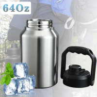 64oz Outdoor Sports Large-capacity Space Jug Ice Bucket Vacuum 304 Stainless Steel Cold Water Bottle Portable Insulation Cup