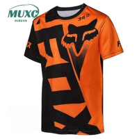 Áo thun FOX Racing dành cho nam, áo thể thao đi xe máy, áo ngắn tay cổ tròn nhanh khô