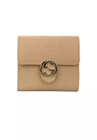 Gucci Gucci Interlock GG Bifold Leather Wallet Beige 615525