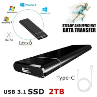 2TB Solid State Drive HDD Portable External Hard Drive High Speed External Hard Drive M.2 USB 3.1 Interface Mass Storage disk