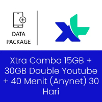 XL - Xtra Combo 15GB + 30GB Double Youtube + 40 Menit (Anynet) 30 Hari