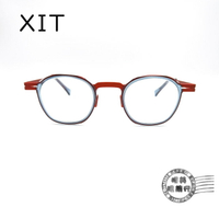 ◆明美鐘錶眼鏡◆XIT eyewear 017 003圓形撞色(灰X紅)透明手工鏡框/光學鏡框