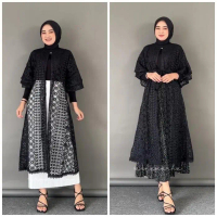 Orelle Outer Brukat Cardigan Brokat Lengan Pendek Ruffle atasan outher brukat Outer Brokat outer Tul