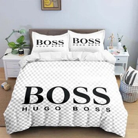 H-Hugo Boss Logo Print Bedding Sets Exquisite Bed Supplies Set Duvet Cover Bed Comforter Set Bedding Set Luxury Birthday Gift