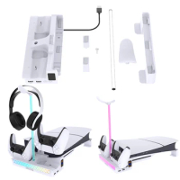 Horizontal Stand with Dual Controller Charger & Headset Hanger Cooling Stand For Sony Playstation 5 