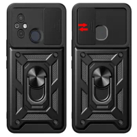 For Xiaomi Redmi 12C 4G Case Shockproof Armor Slide Camera Protect Phone Case For Redmi 12C 12 C Redmi12C Ring Holder Cover