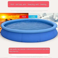 Inflatable Swimming Pool 12ft x 36in Outdoor Above Ground Round Air Top Ring Pools, for Adults,With Repair Patch,﻿ Blue