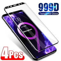 4PCS Curved Protective Glass on Samsung S10 S9 S8 S20 S21 S22 S23 Plus Screen Protector Glass for Samsung Note 20 Ultra 10 Plus