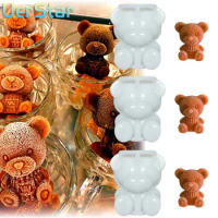 1-10PCS 3D Bear Ice Cube Mold Cube Silicone Bear Ice Grinder Ice Cream Coffee Making Tools Cold Drink DIY Ice Cream Molds