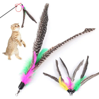 【Latin fan】   Pet Cat Toy Large Pearl Feather Bell Fishing Rod Replacement Head Funny Cat Stick Inte
