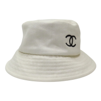 【二手名牌BRAND OFF】CHANEL 香奈兒 白色 棉布 漁夫帽