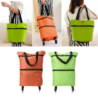 Folding Shopping Bag for Food Trolley, Foldable Trolley Cart, Luggage Wheels Basket, Non-Woven Market Bags, New Pouch