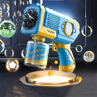 Mainan Gelembung Balon Bubble Gun 8 Hole LED Light