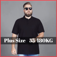 ǐ55-180KG Men Oversized Quick Drying Short Sleeved Top Man Plus Size Big Black Loose Polo T-shirt
