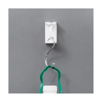 10Pcs Curtain Rod Holder Clamp Hooks Self Adhesive Clothes Rail Bracket 360 Rotation Triangle Ring Adjustable Hooks