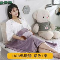 USB電熱暖身毯車載低壓戶外小型單人學生宿舍蓋毯USB介面插電加熱60*80【淡紫色】USB暖身毯-1條裝