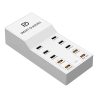 【IS】10P-T8+ 72W10孔USB智能快充充電器(6Type-C+4PD/多孔充電/多重保護/110-240V)