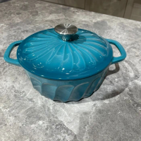 22cm Enamel Cast Iron Pot Kitchen Soup Pot Multi-functional Stew Pot Household Micro Pressure Lock Water Cooking Pots